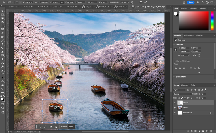 image of boats floating down a river.