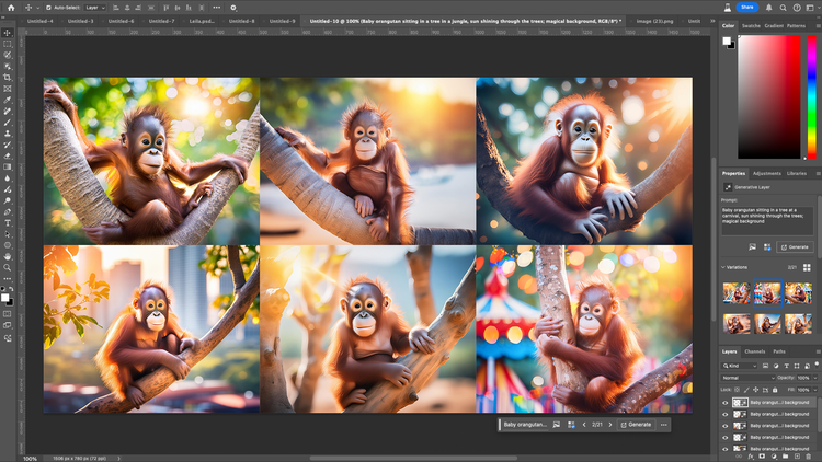 Image featuring a baby orangutan in various settings