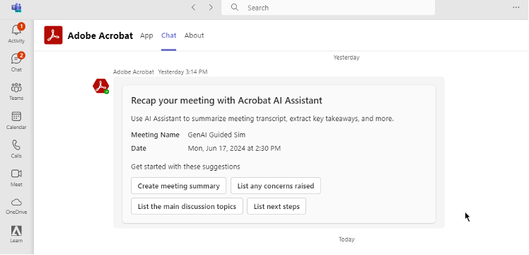 Recap your meeting with Acrobat AI Assistant.