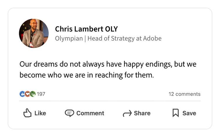 Linkedin post of Head of Business Strategy Chris Lambert.