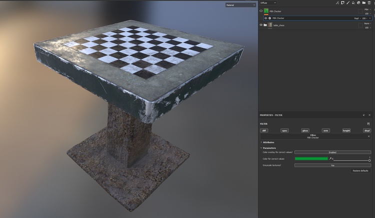 Checker table created using Substance 3D Designer.