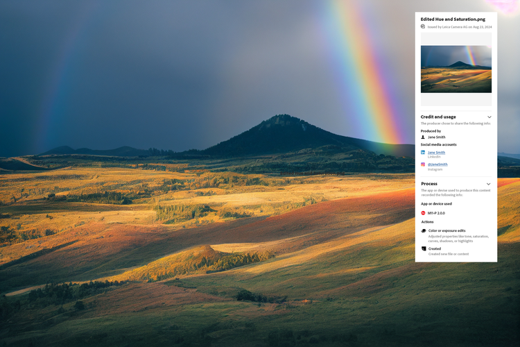 A rainbow over a landscape.