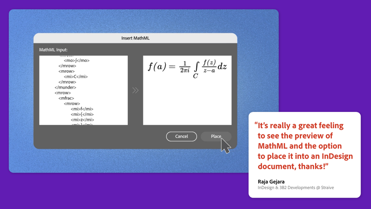 MathML in InDesign