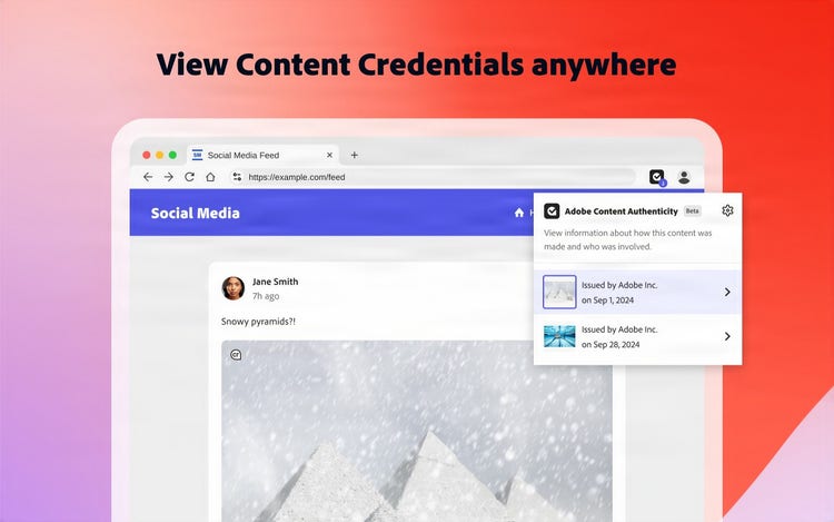 View Content Credentials anywhere.