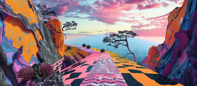 Psychedelic art virtual reality worlds collide in pop dance.