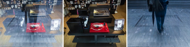 Before and after of Reflection removal in a window.