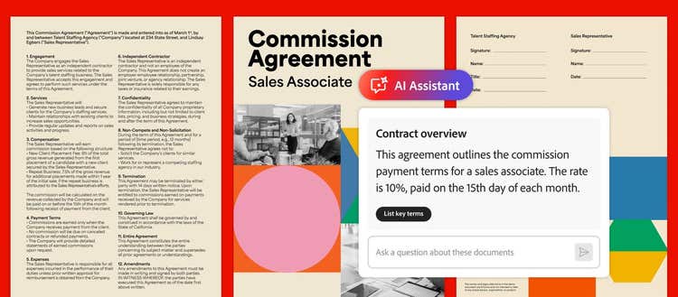 Adobe Acrobat AI Assistant contract overview.
