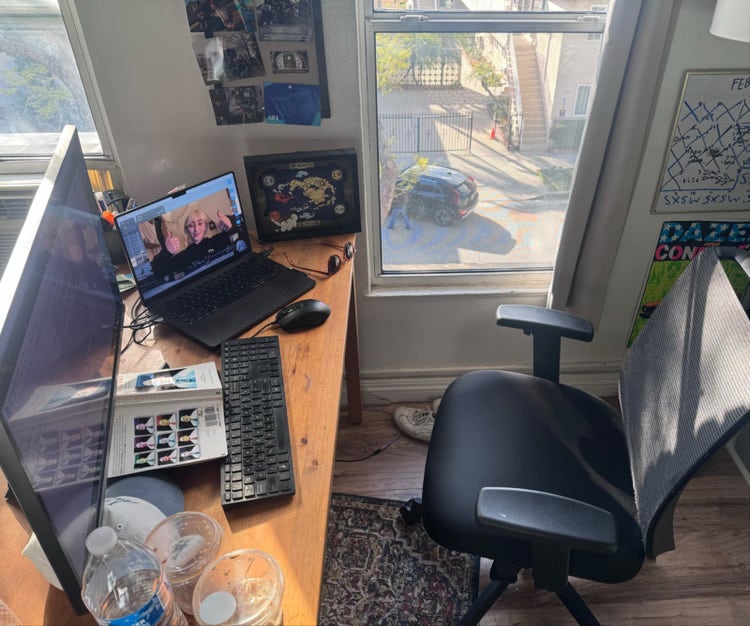 Image of workspace of "It Ends" director, writer and editor Alex Ullom.