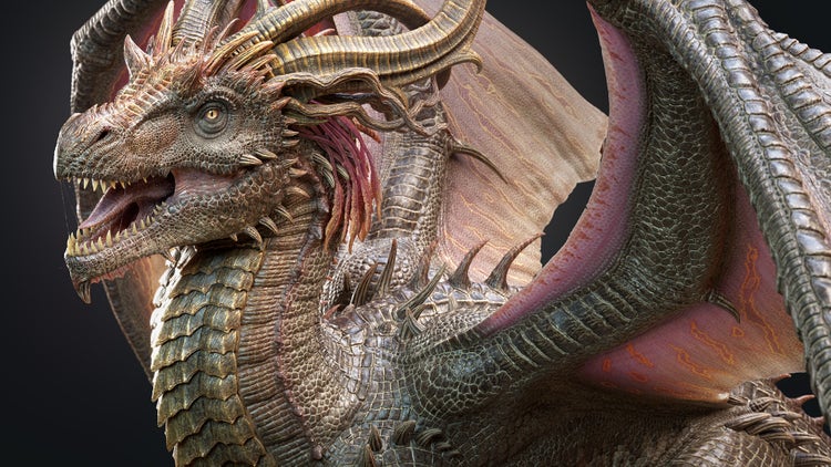Image of a dragon created using Substance 3D Painter splash screen.