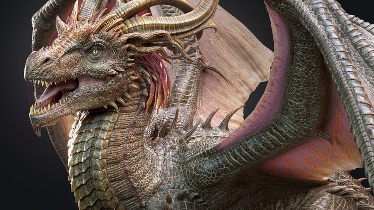Image of a dragon created using Substance 3D Painter.