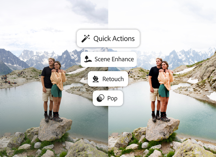 Quick Action in use with an image of a couple standing on a rock.