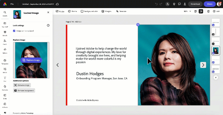 Screenshot of Adobe Express in use.