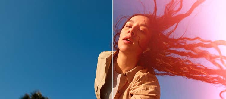Image of women with hair blowing sideways.