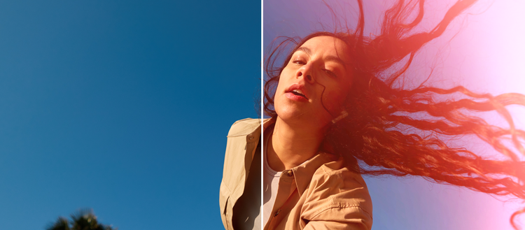 Image of women with hair blowing sideways.