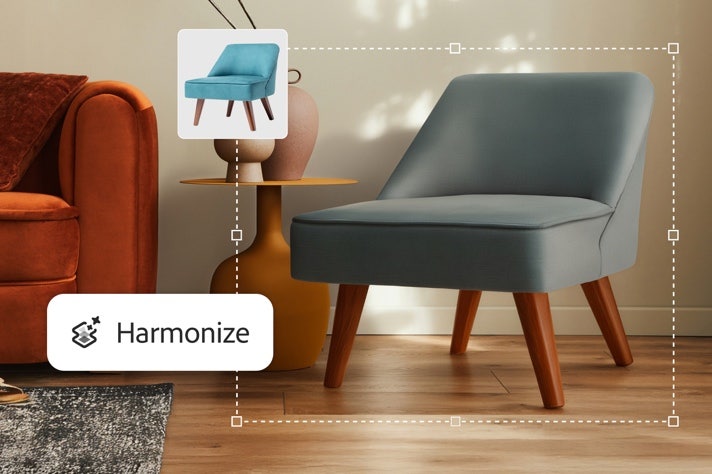 A grey chair using Harmonize.