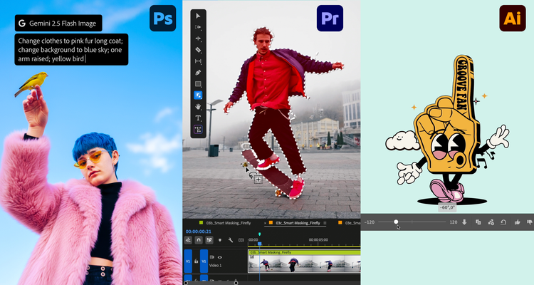 Three images from Creative Cloud Apps.