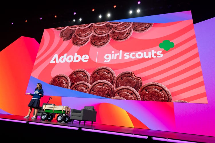 Woman from Girl Scouts on stage at Adobe MAX