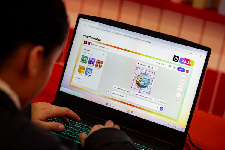 Image of a laptop open to Adobe Express.