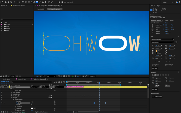 Motion typography in After Effects.