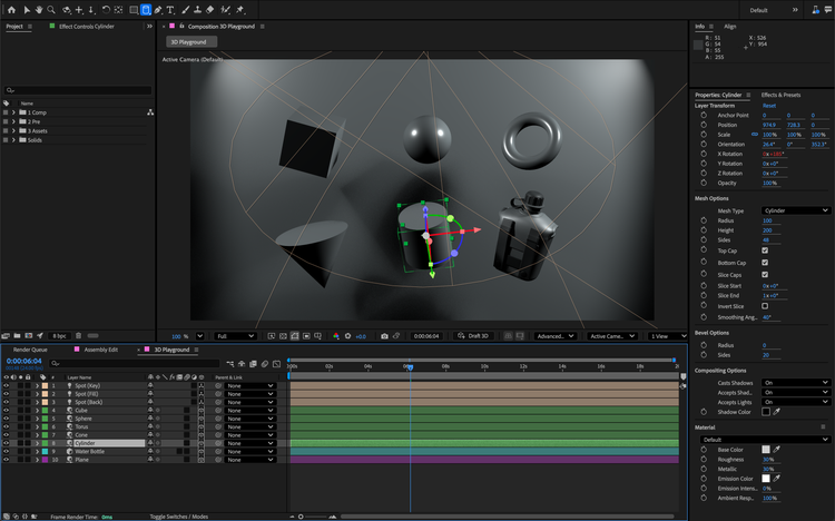 Design in 3D with parametric meshes in After Effects.