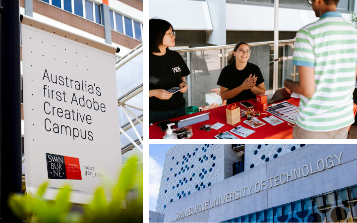 Campus and students of Swinburne University of Technology in Melbourne, Australia.