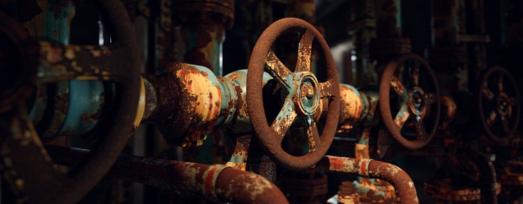 Image of Rusty assets created using Substance 3D Painter.