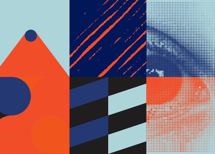 Abstract image in blue and orange.