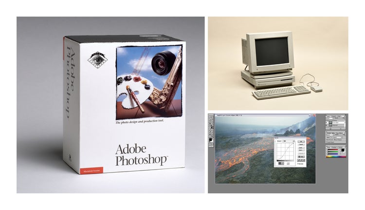 Old Adobe Photoshop and and old computer.