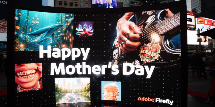 Image of the Firefly ad on Time Square at night.