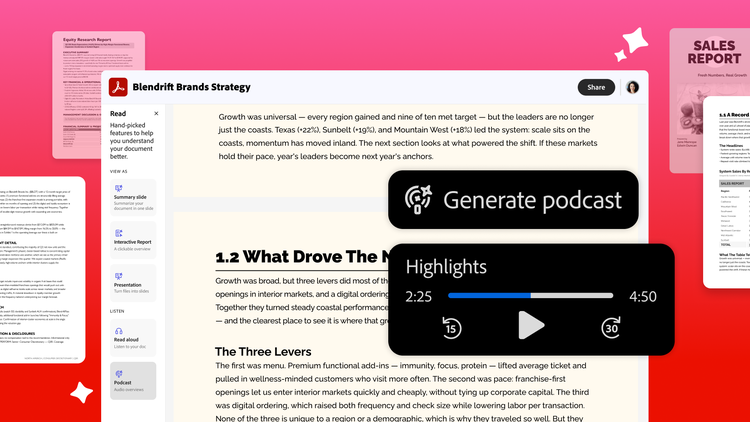 Generate podcast using Acrobat AI