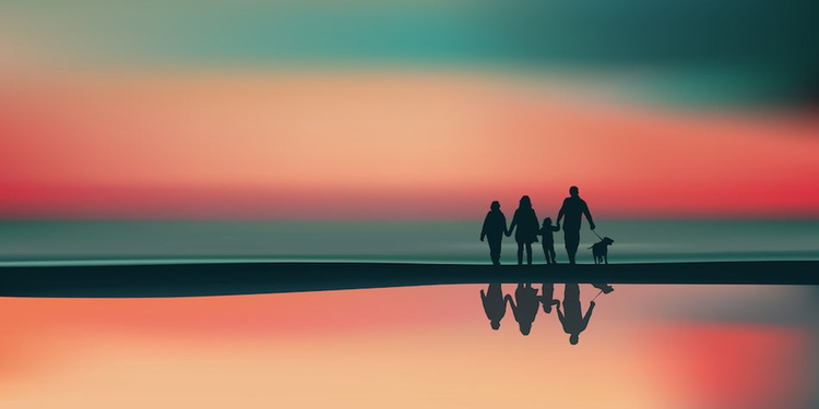Paysage plage-Famille