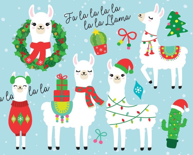 ilustracion de ovejas con adornos navidenos