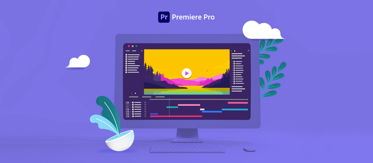 Curso de edicion de video con premiere pro ilustracion de un computador con la interfaz de premiere pro