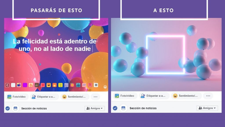comparativo de dos post para redes sociales un antes y un despues