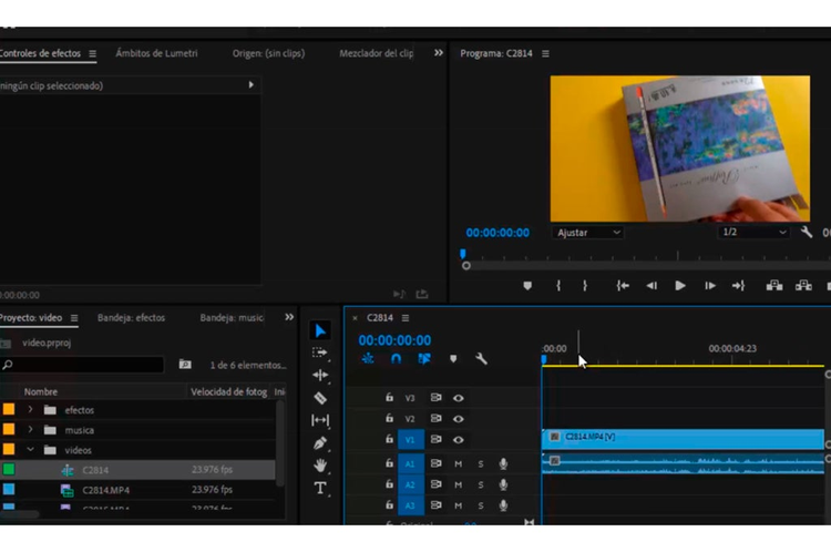 Interfaz de Adobe Premiere Pro controles de efectos