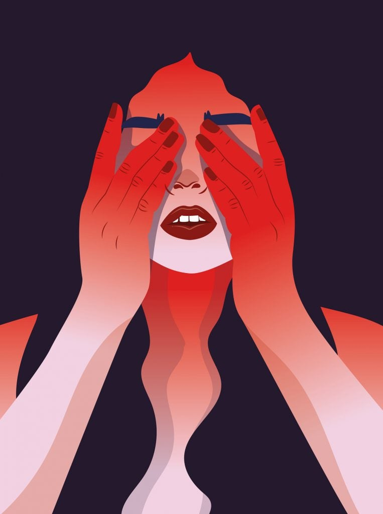 ilustracion de una mujer con sus dos manos sobre el rostro