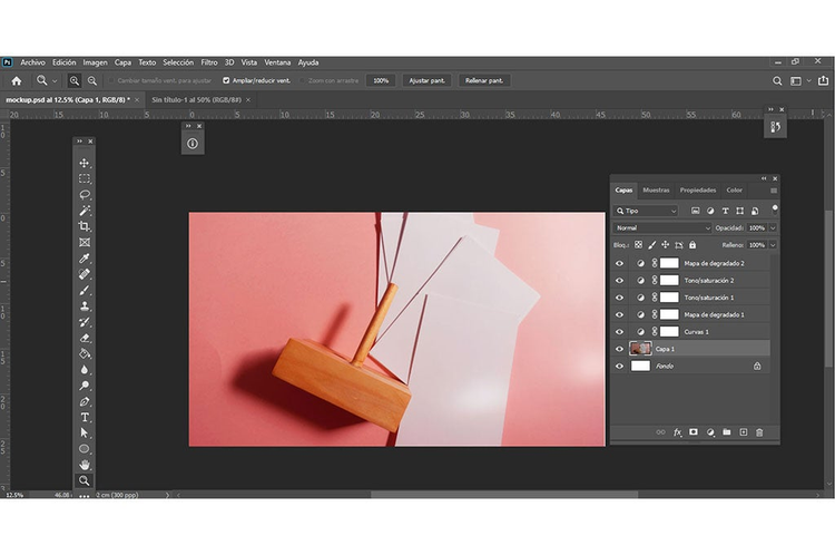mesa de trabajo en Adobe Photoshop para la creacion de mockups