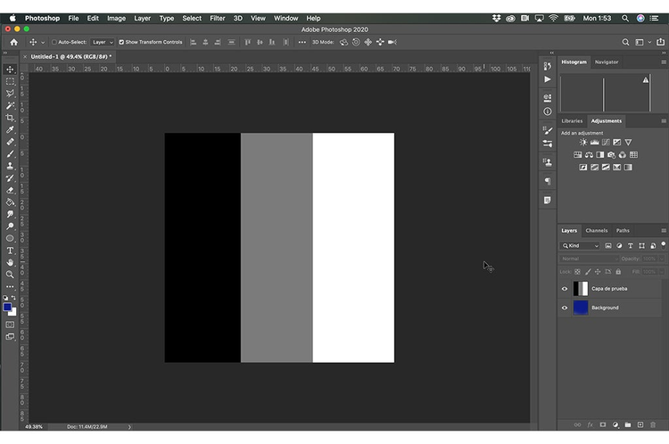 capas para generar modos de fusion en photoshop colores blanco, gris y negro