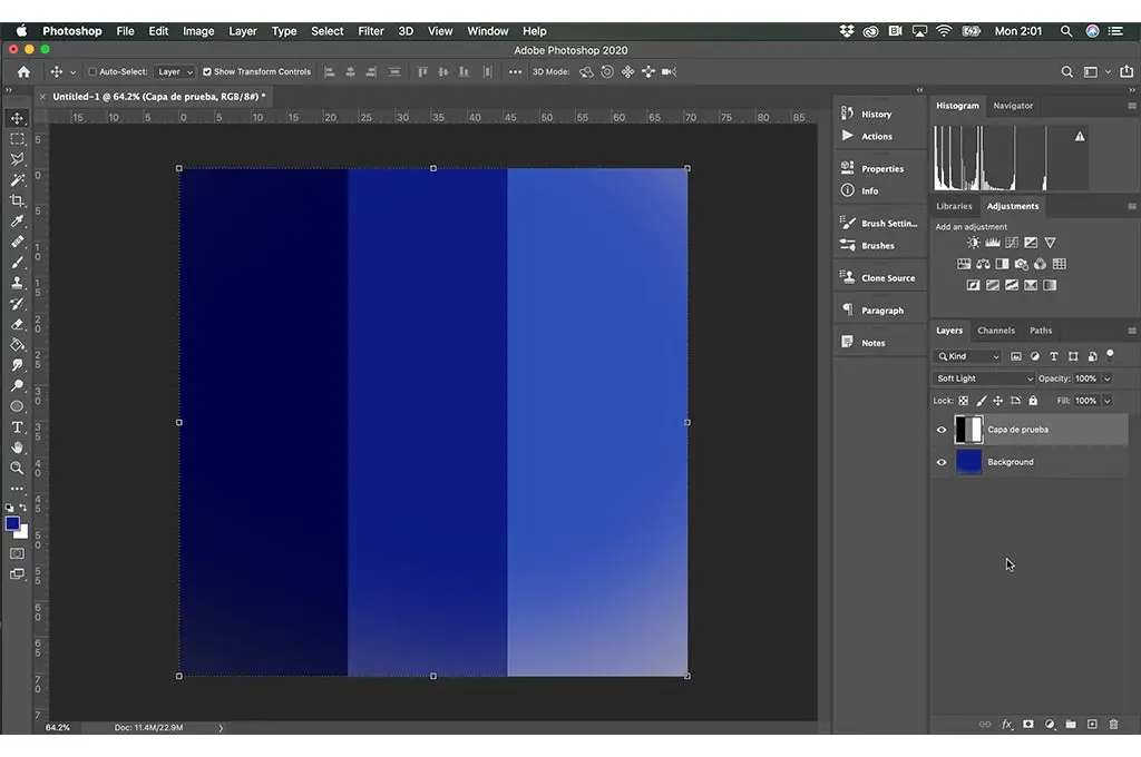 modo luz suave para crear modos de fusión en Photoshop