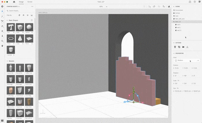 ilustracion de unas escaleras en 3d frente a un muro