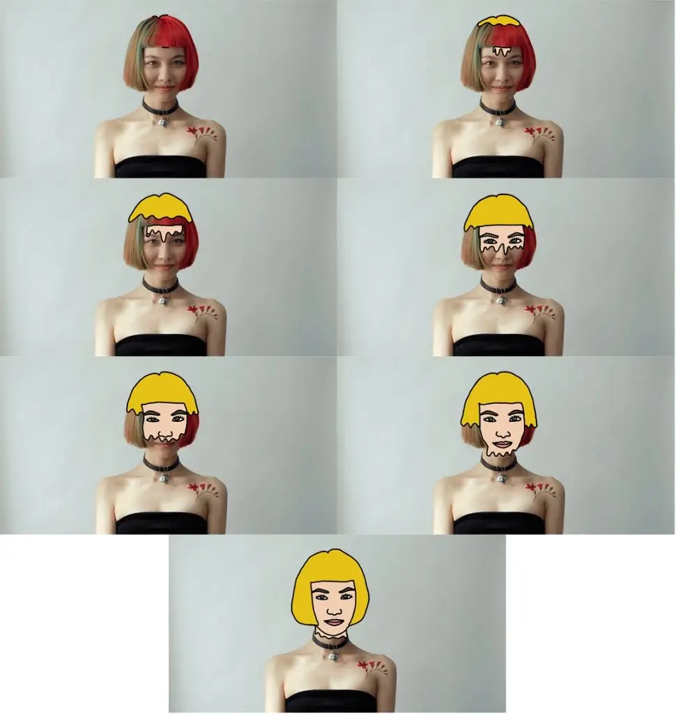 7 fotografias de una mujer sonriente con paso a paso de como crear un gif animado en photoshop