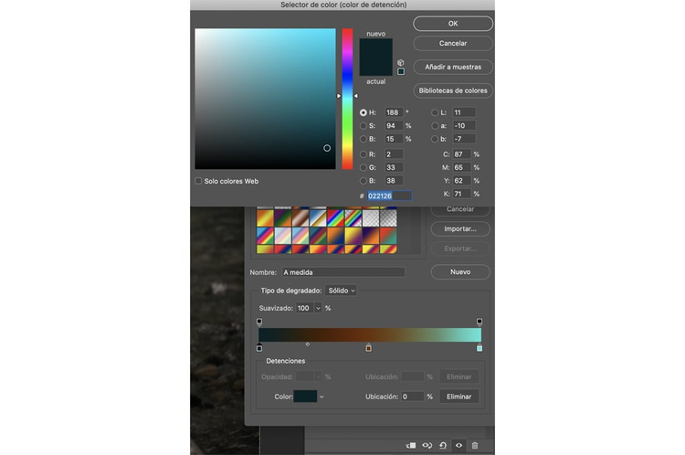 interfaz photoshop selector de color  