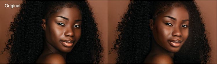 edicion del rostro de una mujer afro