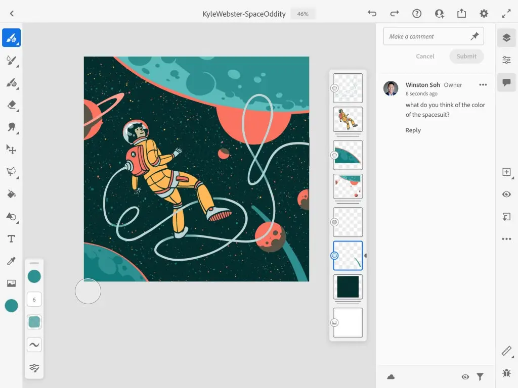 Adobe Fresco e InDesign con cambios en real time
