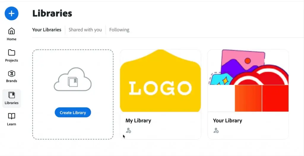 Bibliotecas compartidas de Creative Cloud