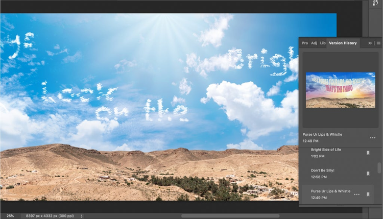 fotografia de la formacion de una frase con nubes