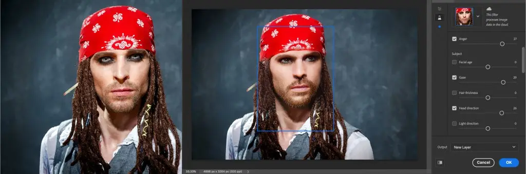 edicion del rostro de un pirata en 3d en photoshop