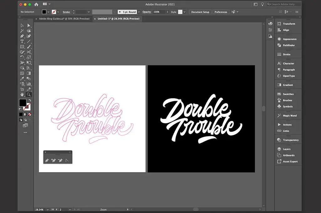 mesa de trabajo en adobe illustrator digitalizacion de un logo
