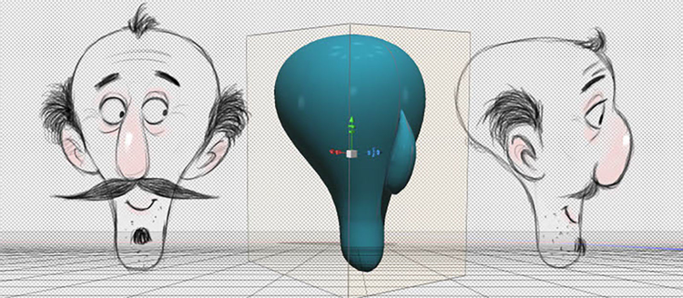Ilustracion del rostro de un hombre creacion de personajes en 3D