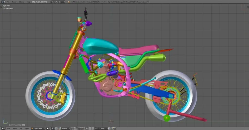 render de una motocicleta con diferentes colores